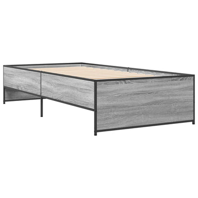 Sängynrunko harmaa Sonoma 75x190 cm tekninen puu ja metalli