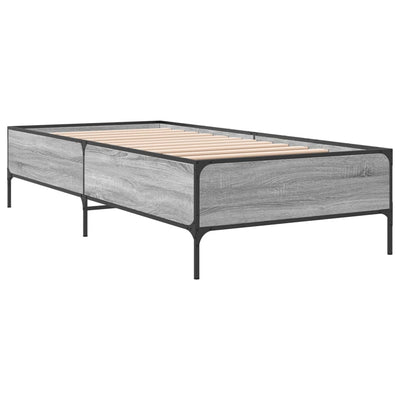 Sängynrunko harmaa Sonoma 75x190 cm tekninen puu ja metalli