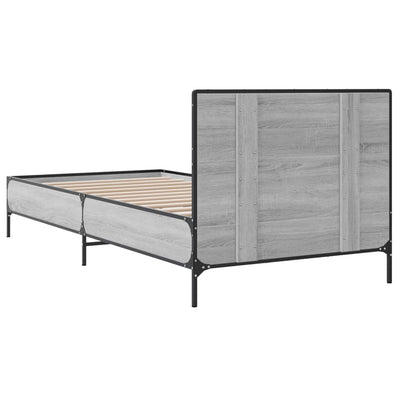 Sängynrunko harmaa Sonoma 75x190 cm tekninen puu ja metalli