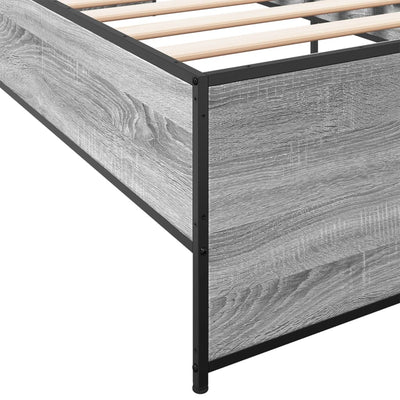 Sängynrunko harmaa Sonoma 75x190 cm tekninen puu ja metalli
