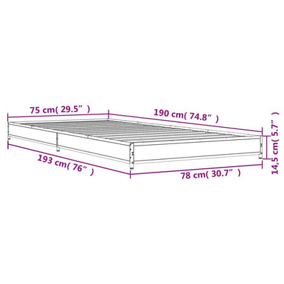 Sängynrunko harmaa Sonoma 75x190 cm tekninen puu ja metalli