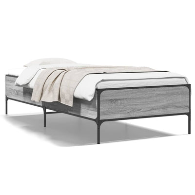 Sängynrunko harmaa Sonoma 75x190 cm tekninen puu ja metalli
