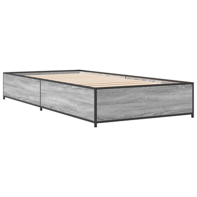 Sängynrunko harmaa Sonoma 90x200 cm tekninen puu ja metalli