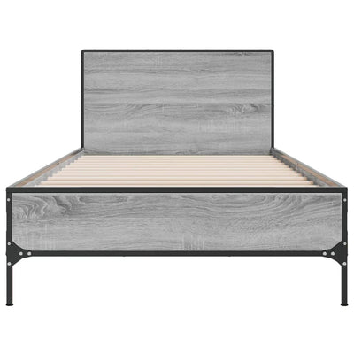 Sängynrunko harmaa Sonoma 90x200 cm tekninen puu ja metalli