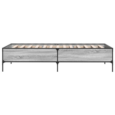 Sängynrunko harmaa Sonoma 90x200 cm tekninen puu ja metalli