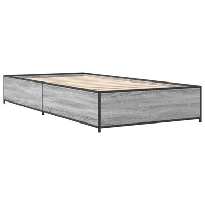Sängynrunko harmaa Sonoma 90x200 cm tekninen puu ja metalli
