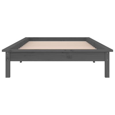 Sängynrunko LED harmaa 75x190 cm Small Single täysi puu