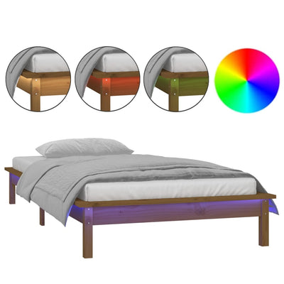 Sängynrunko LED hunajanruskea 75x190 cm Small Single täysi puu