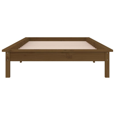 Sängynrunko LED hunajanruskea 90x190 cm Single täysi puu