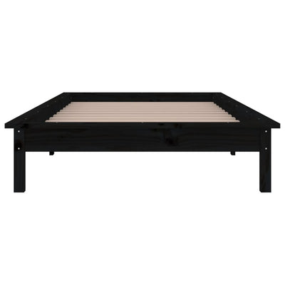 Sängynrunko LED musta 75x190 cm Small Single täysi puu