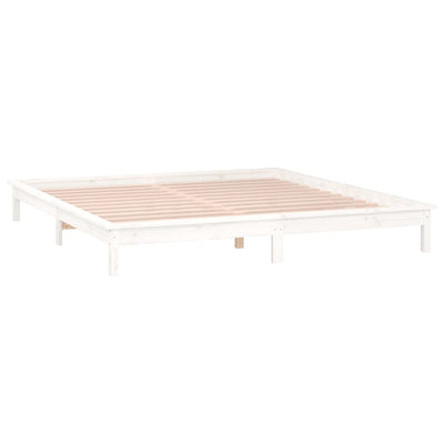 Sängynrunko LED valkoinen 135x190 cm Double täysi puu
