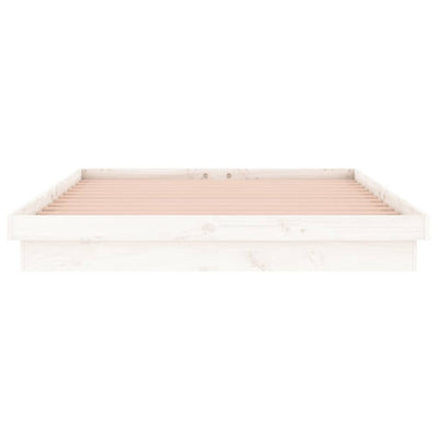 Sängynrunko LED valkoinen 135x190 cm Double täysi puu