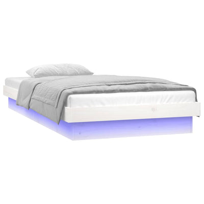 Sängynrunko LED valkoinen 75x190 cm Small Single täysi puu