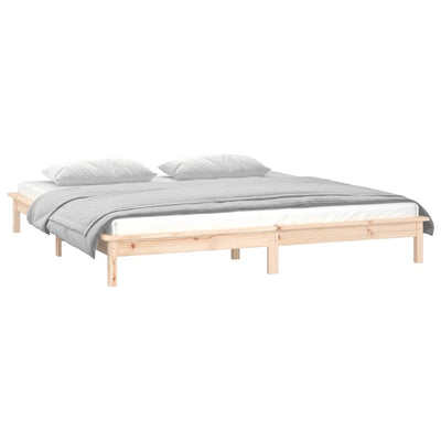 Sängynrunko LED-valoilla 150x200 cm King Size täysi puu