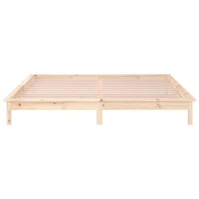 Sängynrunko LED-valoilla 150x200 cm King Size täysi puu