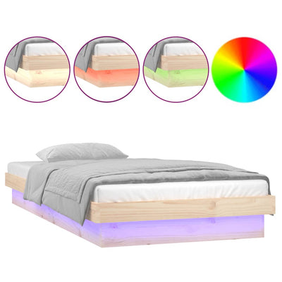 Sängynrunko LED-valoilla 75x190 cm Small Single täysi puu