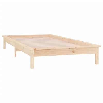 Sängynrunko LED-valoilla 90x200 cm täysi puu