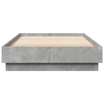 Sängynrunko LED-valoilla betoninharmaa 100x200 cm