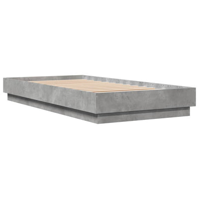 Sängynrunko LED-valoilla betoninharmaa 75x190 cm