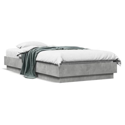 Sängynrunko LED-valoilla betoninharmaa 75x190 cm