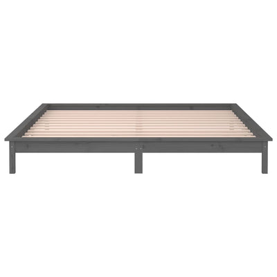 Sängynrunko LED-valoilla harmaa 120x200 cm täysi puu