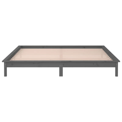 Sängynrunko LED-valoilla harmaa 140x190 cm täysi puu