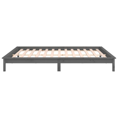 Sängynrunko LED-valoilla harmaa 140x190 cm täysi puu