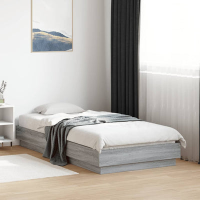 Sängynrunko LED-valoilla harmaa Sonoma 90x190 cm