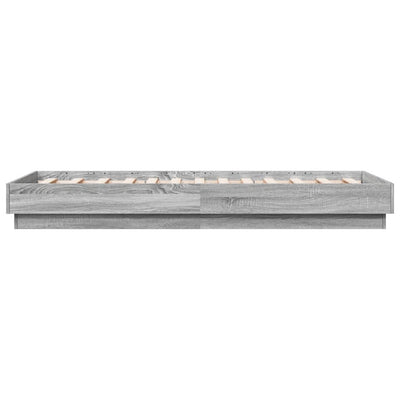 Sängynrunko LED-valoilla harmaa Sonoma 90x190 cm