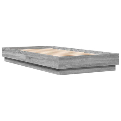 Sängynrunko LED-valoilla harmaa Sonoma 90x190 cm