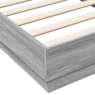 Sängynrunko LED-valoilla harmaa Sonoma 90x190 cm