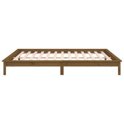 Sängynrunko LED-valoilla hunajanruskea 200x200 cm täysi mänty