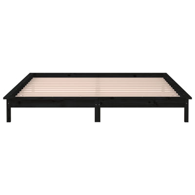 Sängynrunko LED-valoilla musta 120x200 cm täysi puu