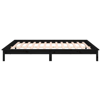 Sängynrunko LED-valoilla musta 120x200 cm täysi puu
