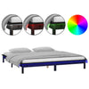 Sängynrunko LED-valoilla musta 135x190 cm Double täysi puu