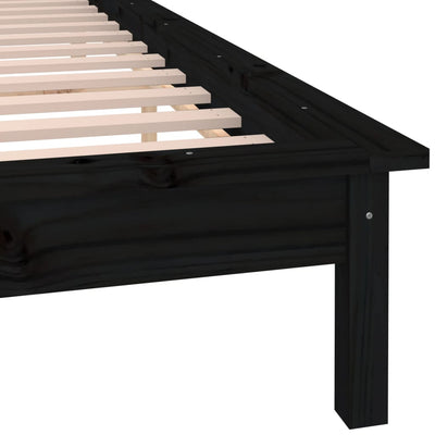 Sängynrunko LED-valoilla musta 140x190 cm täysi puu