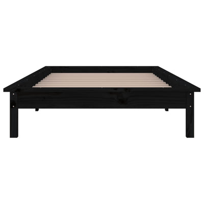 Sängynrunko LED-valoilla musta 90x190 cm Single täysi puu