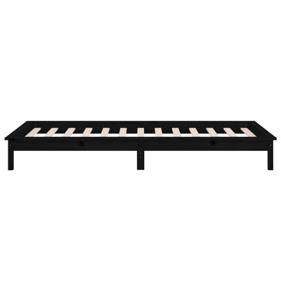 Sängynrunko LED-valoilla musta 90x190 cm Single täysi puu