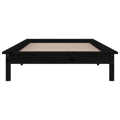 Sängynrunko LED-valoilla musta 90x200 cm täysi puu