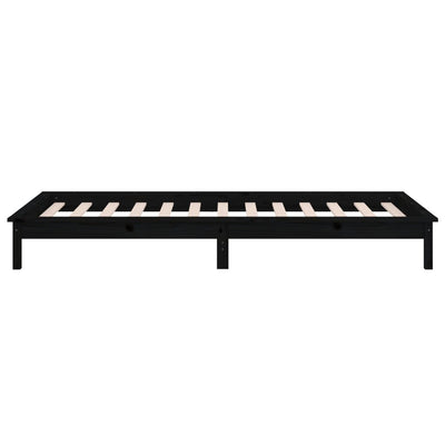 Sängynrunko LED-valoilla musta 90x200 cm täysi puu