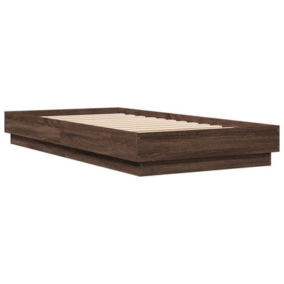 Sängynrunko LED-valoilla ruskea tammi 75x190 cm