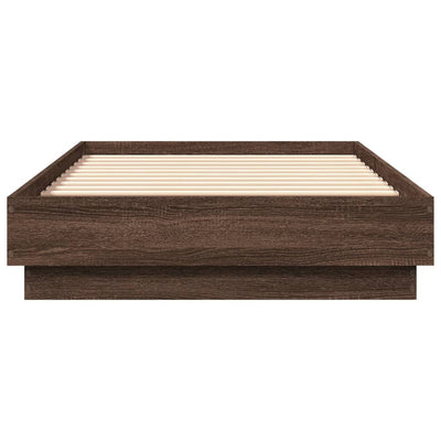 Sängynrunko LED-valoilla ruskea tammi 90x190 cm