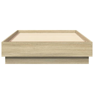 Sängynrunko LED-valoilla Sonoma-tammi 90x190 cm