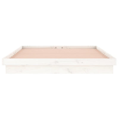 Sängynrunko LED-valoilla valkoinen 140x190 cm täysi puu