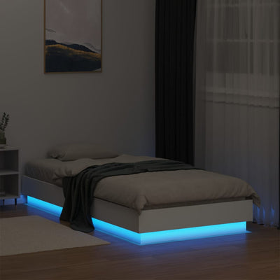Sängynrunko LED-valoilla valkoinen 90x190 cm