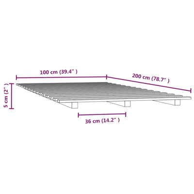 Sängynrunko musta 100x200 cm täysi mänty