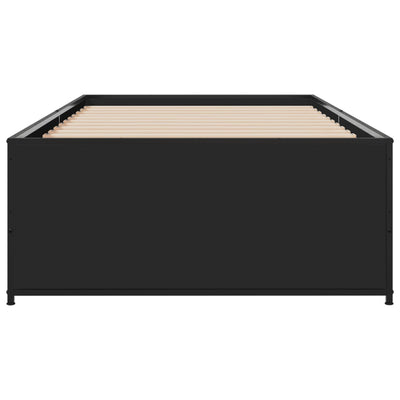 Sängynrunko musta 100x200 cm tekninen puu ja metalli