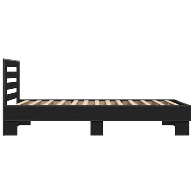 Sängynrunko musta 100x200 cm tekninen puu ja metalli