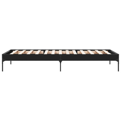 Sängynrunko musta 100x200 cm tekninen puu ja metalli