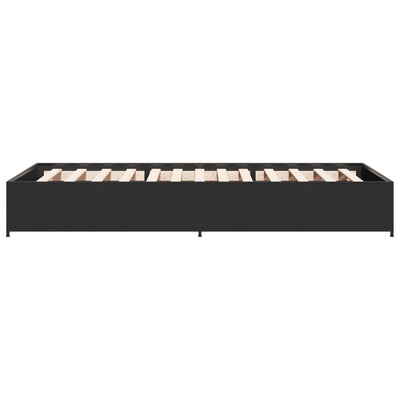 Sängynrunko musta 100x200 cm tekninen puu ja metalli